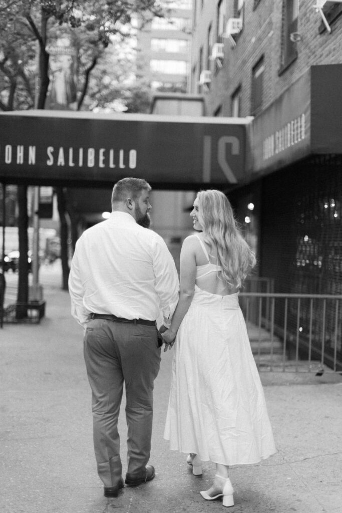 Walking through the city newly engaged NYC