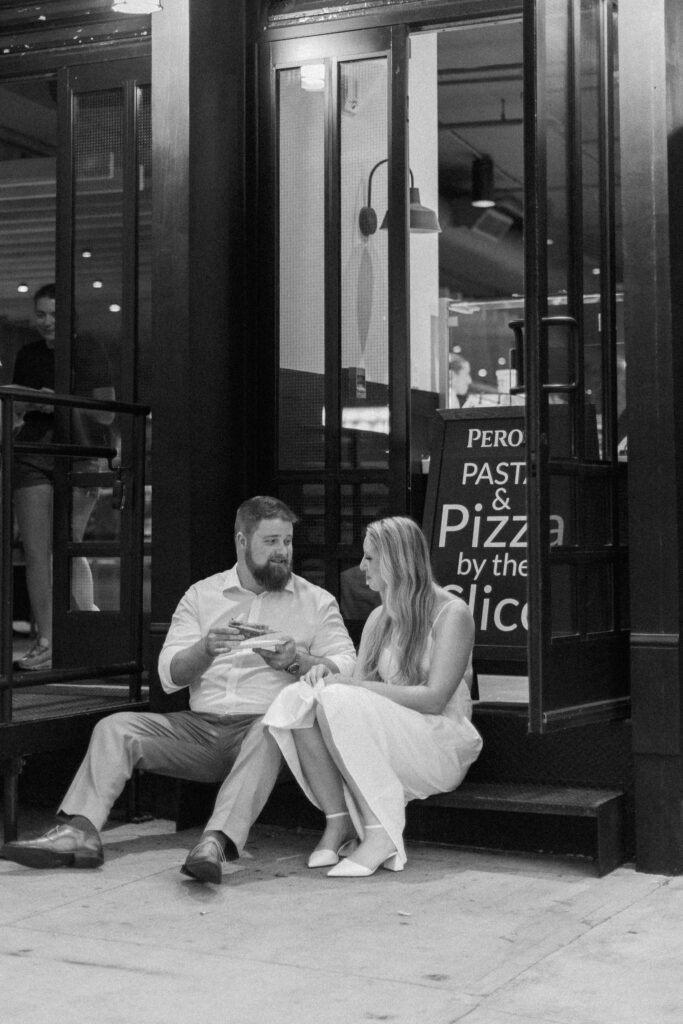 Engagement shoot ending with pizza in Brooklyn