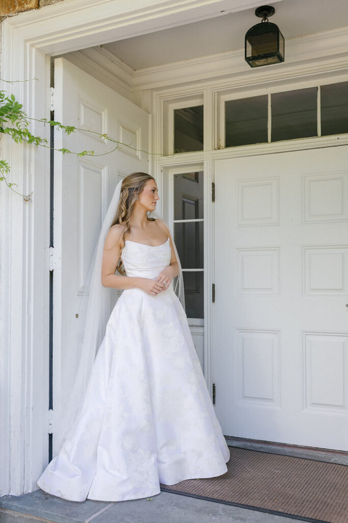 Bride in Anne Barge wedding gown during a timeless garden inspired wedding in Perrysburg, Ohio.